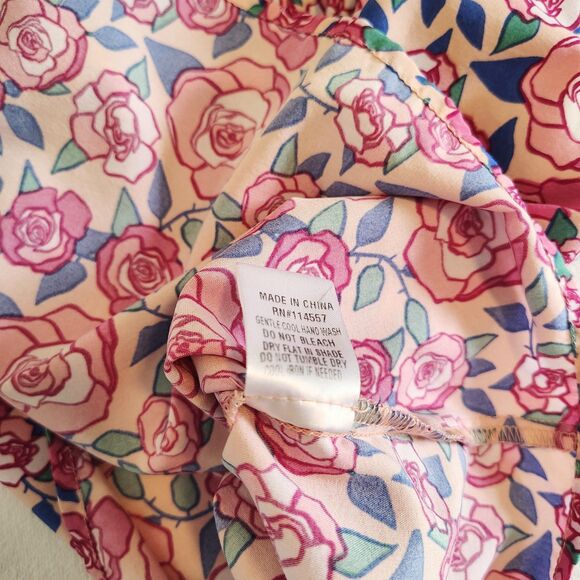 Anthropologie THML Floral Cap Flutter Sleeve Colorful Ruffle Floral Preppy M - Picture 5 of 7